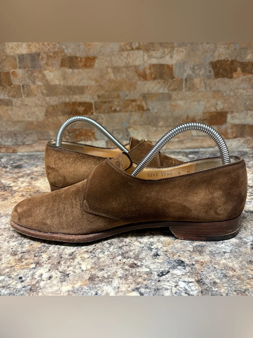 SALVATORE FERRAGAMO Brown Suede Monkstrap Buckle Dress Shoes Size 8
